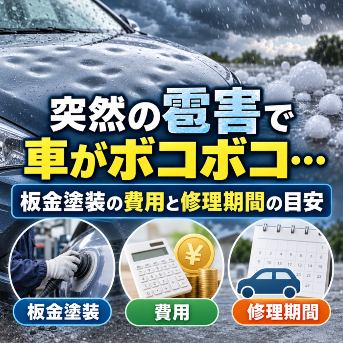 突然の雹害で車がボコボコ…板金塗装の費用と修理期間の目安